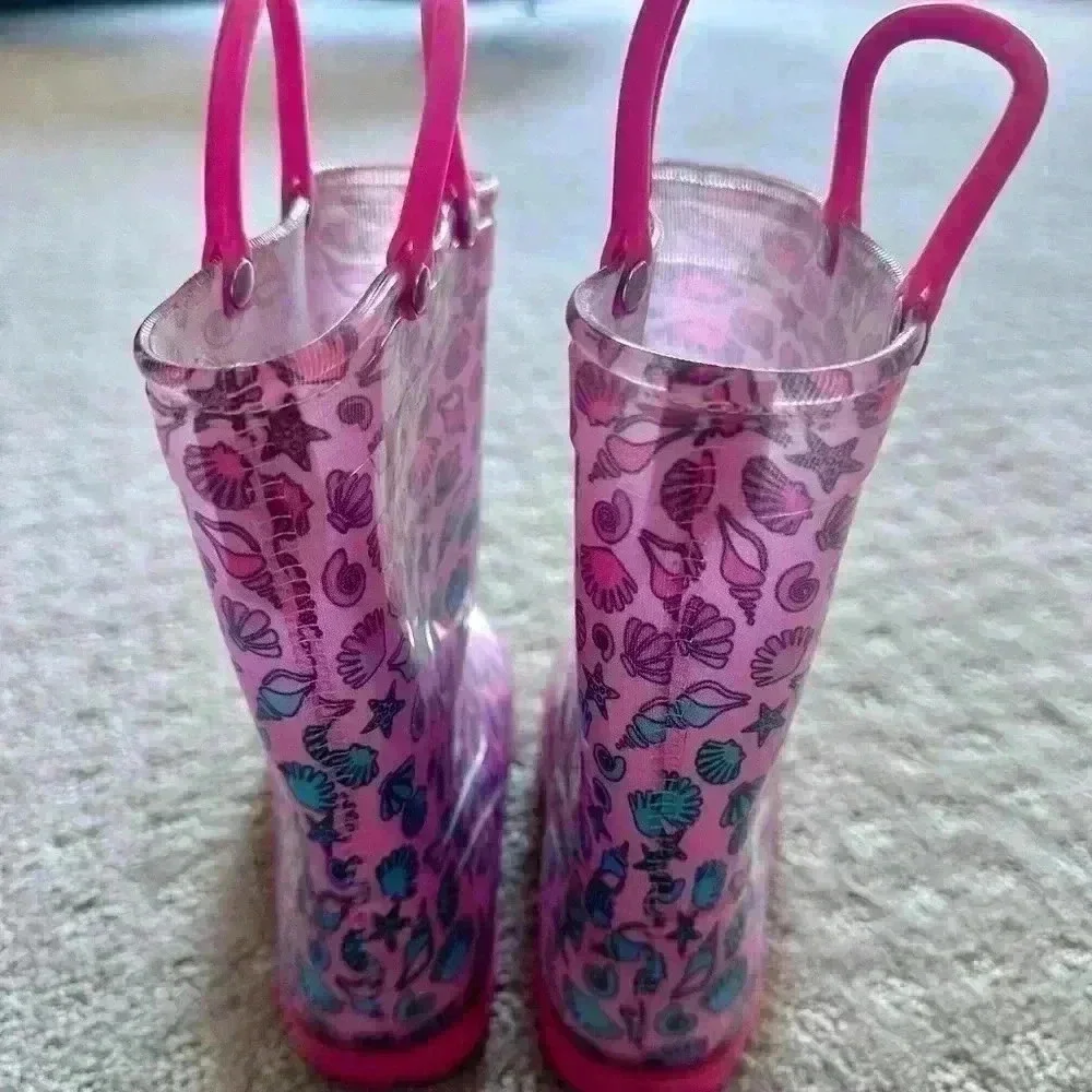 Capelli New York Ombre Seashells Print Rainboot Pink Purple Blue Toddler Girls